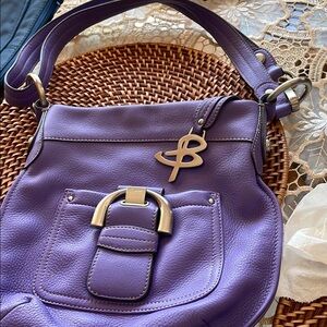 B. Makowsky Purple Leather Shoulder Bag